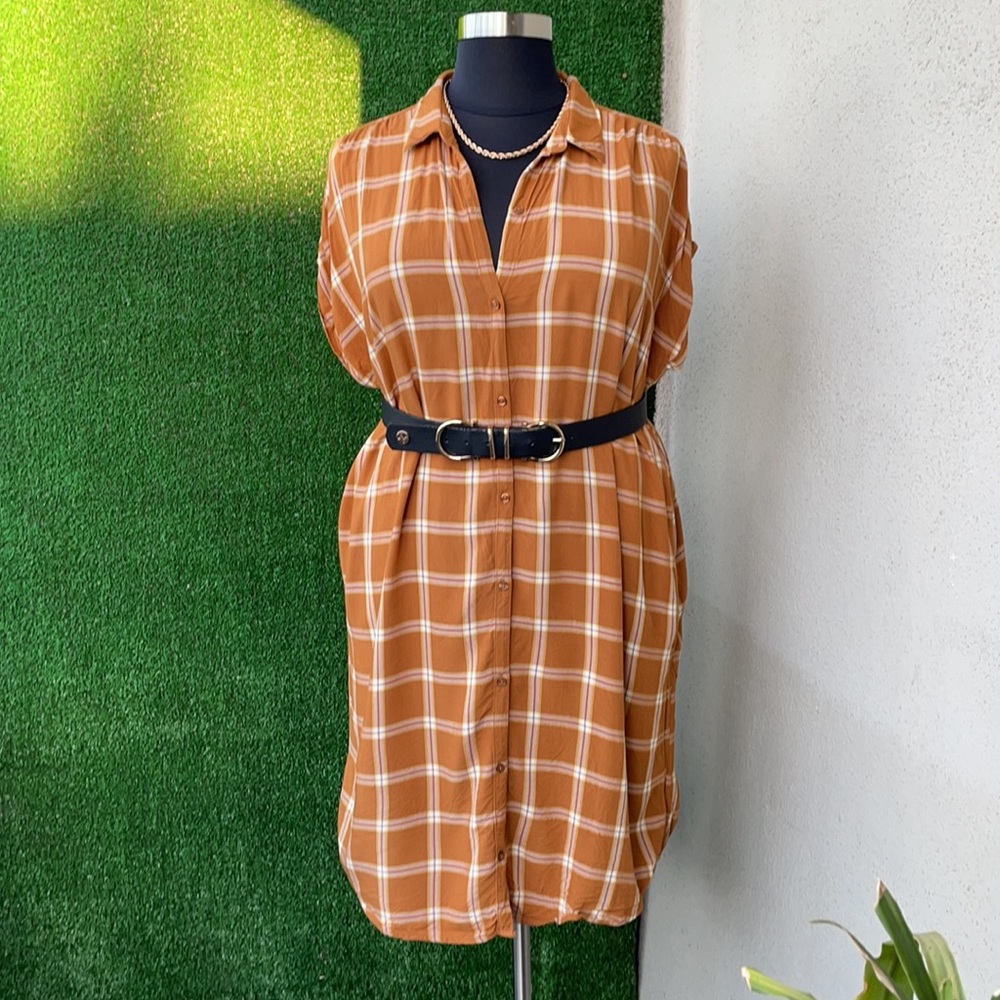 Tan shirt dress